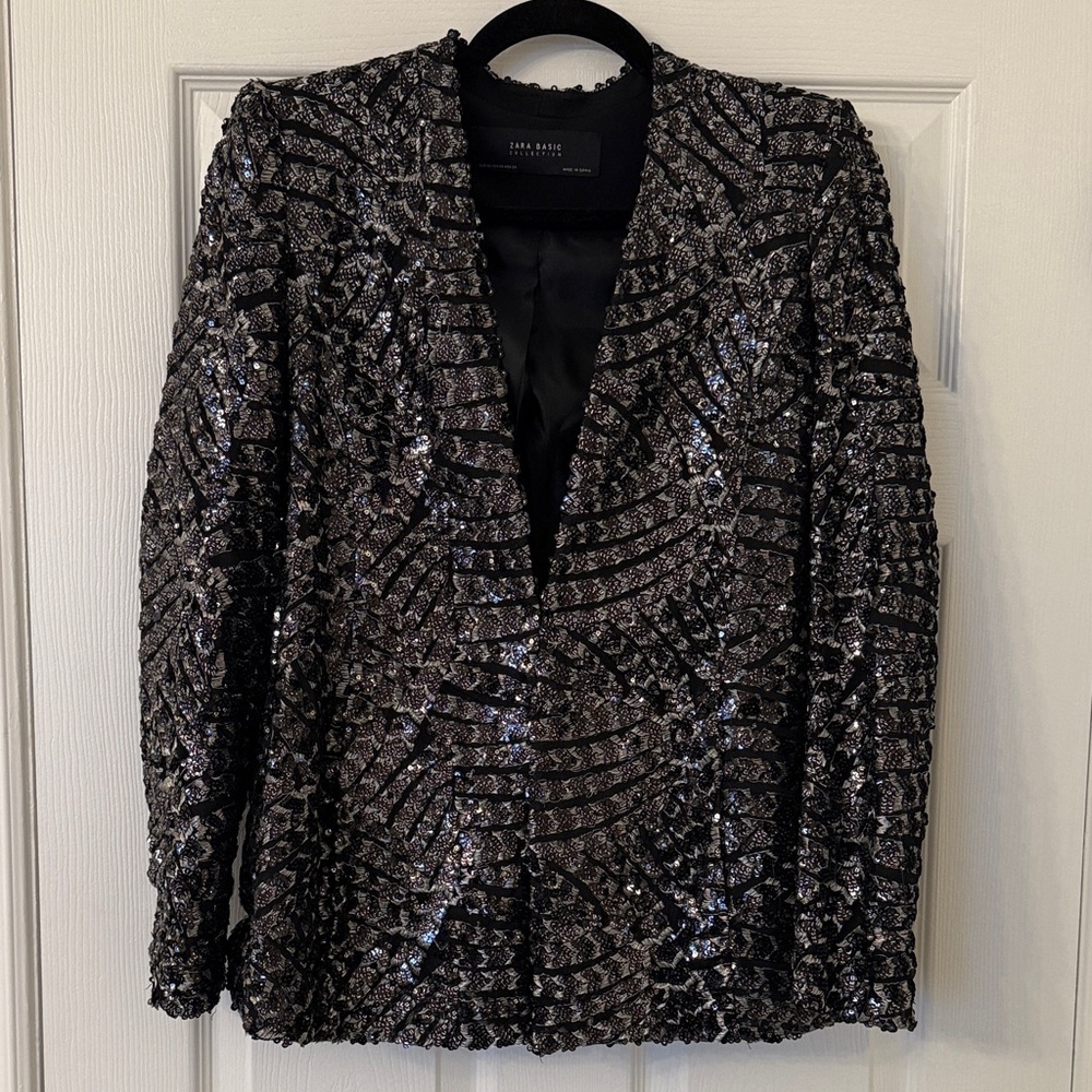 Zara Black Sequin Blazer